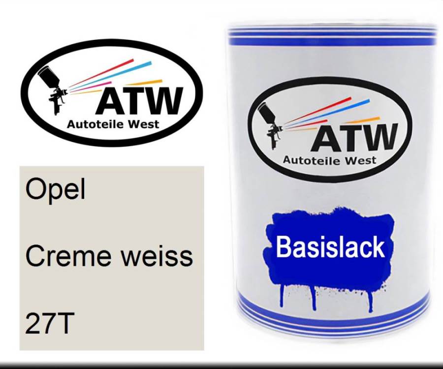 Opel, Creme weiss, 27T: 500ml Lackdose, von ATW Autoteile West.